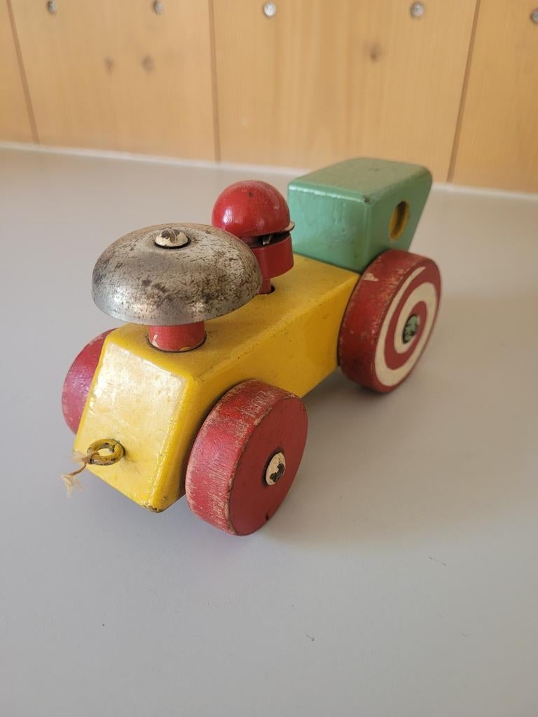 Antieken houten speelgoed treintje., Antiek en Kunst, Antiek | Speelgoed, Ophalen of Verzenden