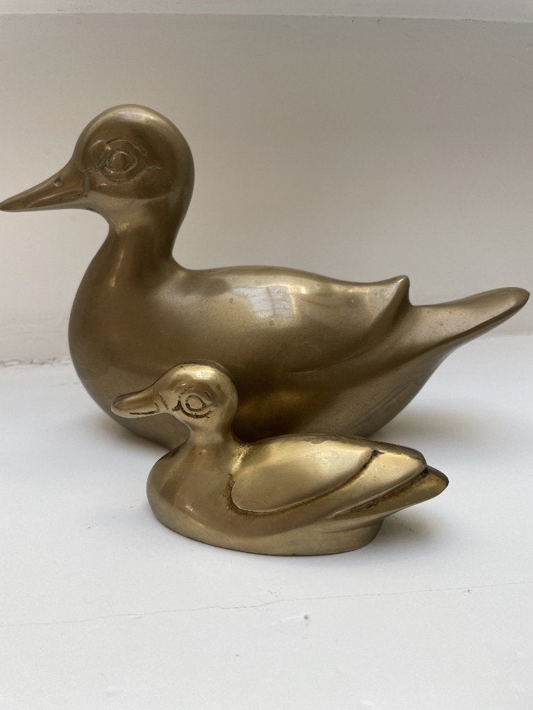 Leuke vintage set van twee messing eenden!, Ophalen of Verzenden, 20 - 50 cm, Beeld, Goud