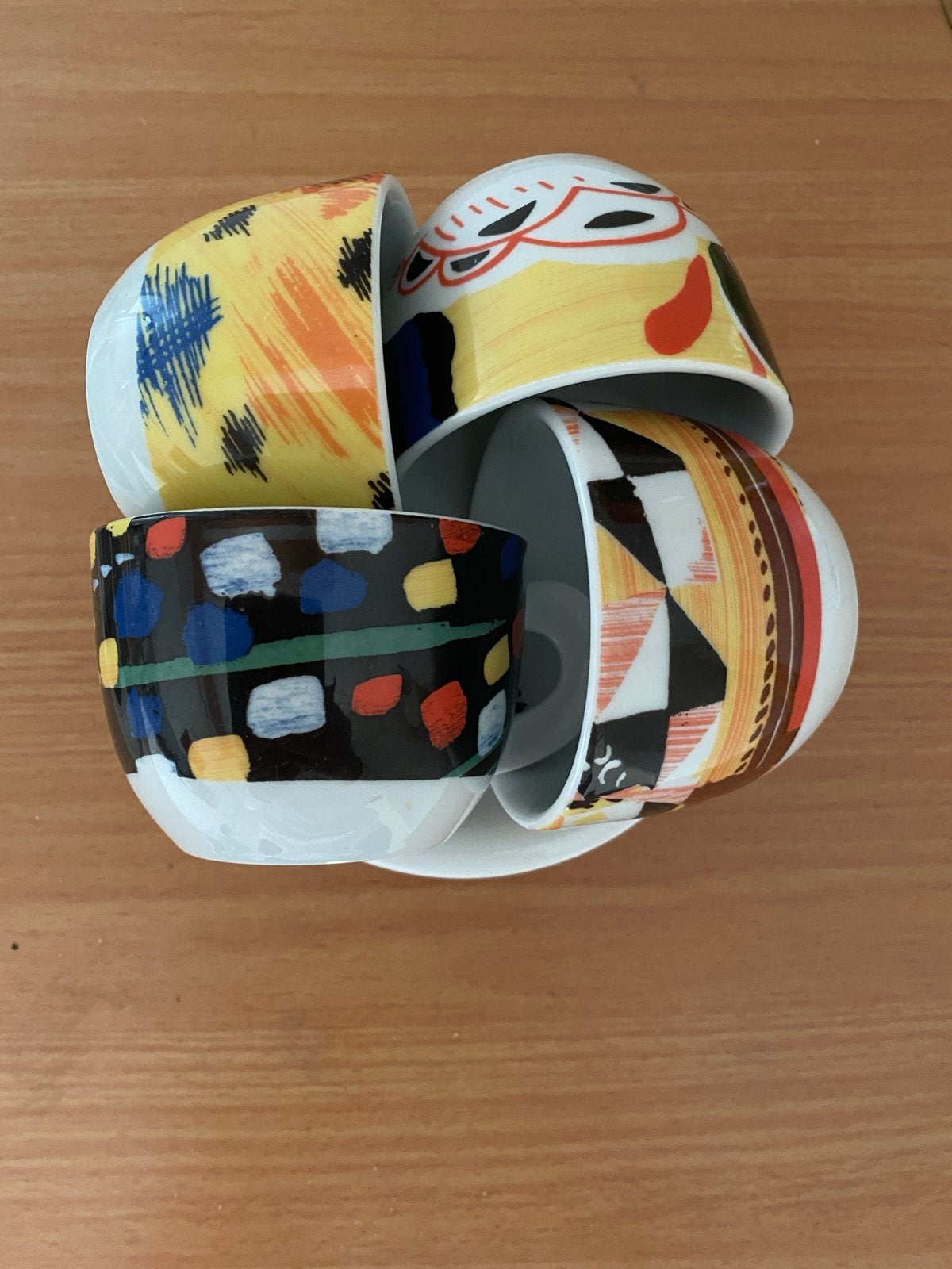 Set van 4 Le Porcellane d'Ancora Edizione Cappuccino kopjes, Huis en Inrichting, Overige merken, Ophalen of Verzenden, Zo goed als nieuw