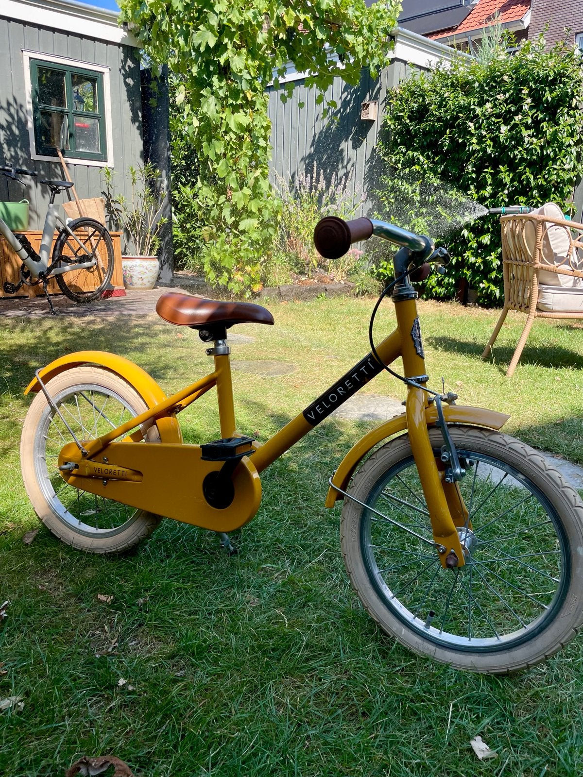 Veloretti kinderfiets 16 inch - Geel, Ophalen, Gebruikt, Terugtraprem, 16 tot 20 inch