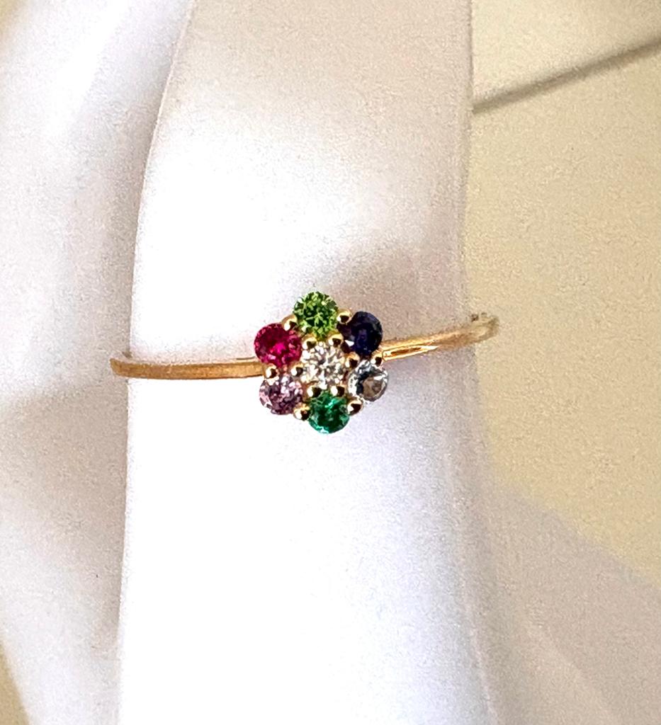 14k Gouden ring multi stenen ring solid gold ring ab, Sieraden, Tassen en Uiterlijk, Ringen, 19 tot 20, Nieuw, Ophalen of Verzenden
