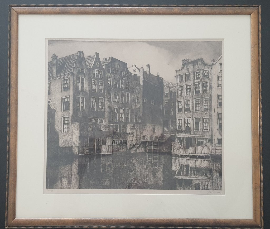 Het Kolkje Amsterdam, Antiek en Kunst, Verzenden, Stadsgezicht, Ets