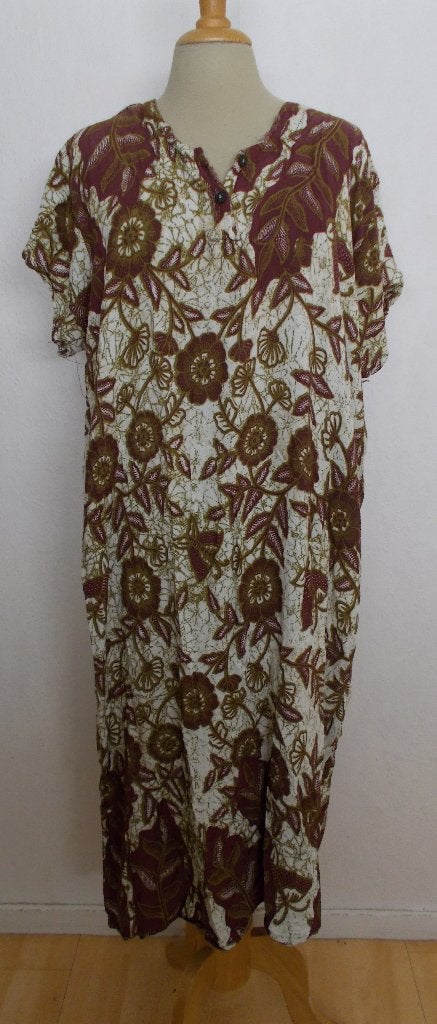 100% katoenen ethnic maxi print jurk! L/XL, Kleding | Dames, Jurken, Bruin, Verzenden, Maat 42/44 (L), Zo goed als nieuw
