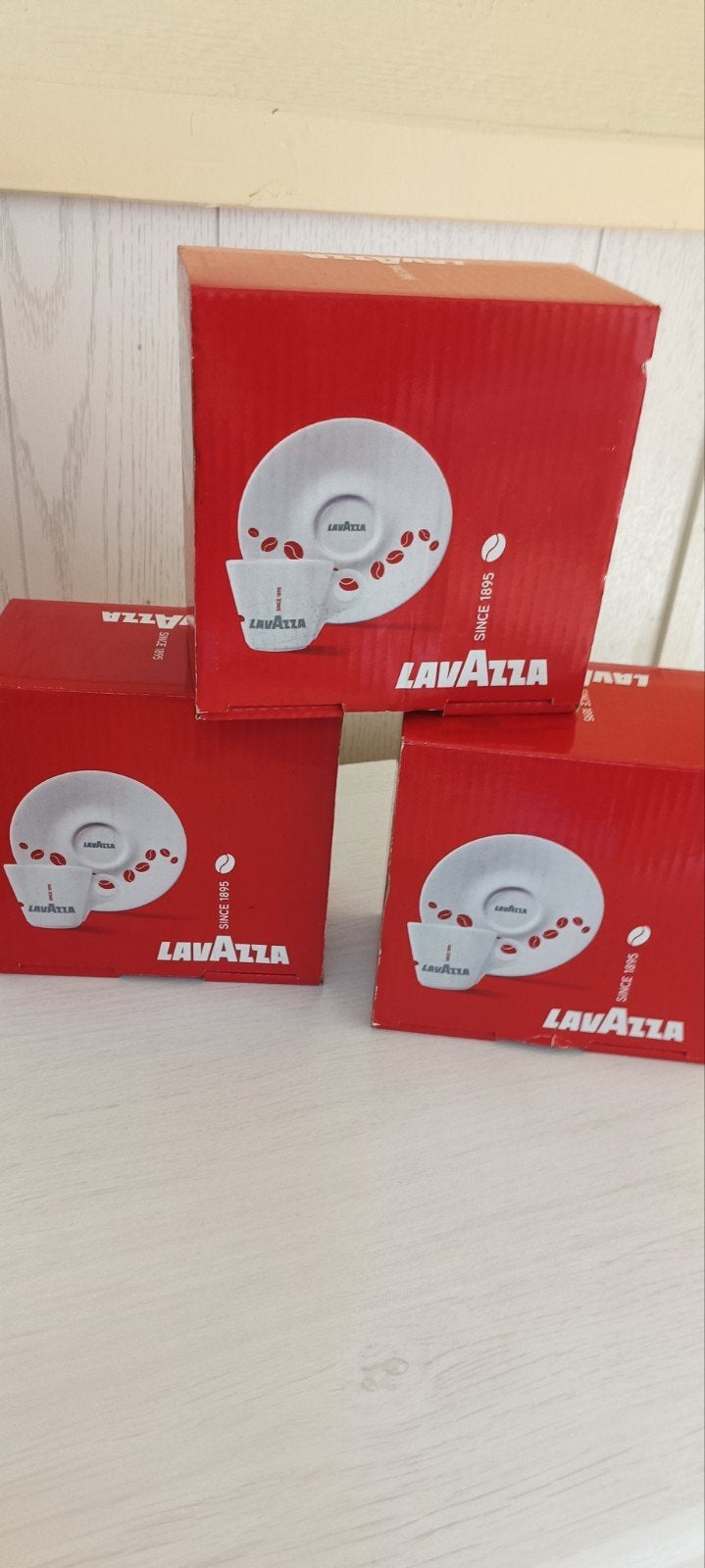 Lavazza Espresso kopjes met schotels in doos, Overige merken, Keramiek, Nieuw, Ophalen of Verzenden
