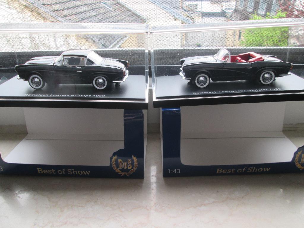 Zweimal 1:43 Bos Rometsch Lawrence Coupe und Cabrio schwarz, Ophalen of Verzenden, Nieuw, Auto, Overige merken