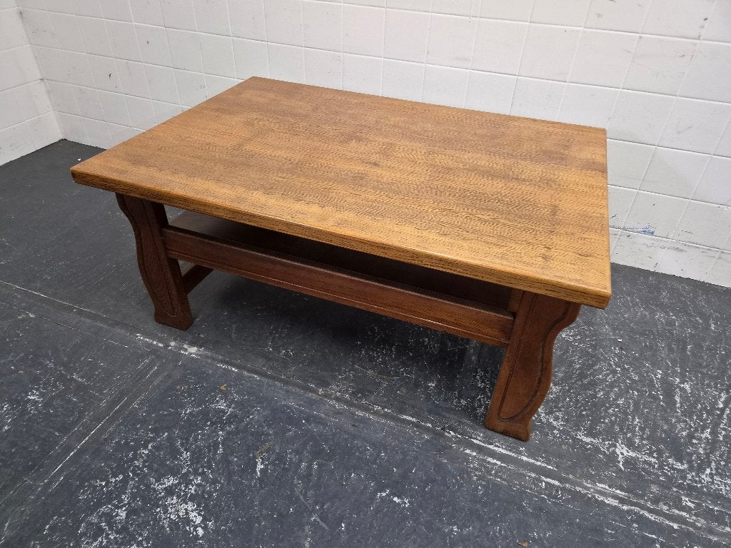 Massief eiken salontafel, 50 – 75, Gebruikt, 100 tot 150 cm, Onbekend