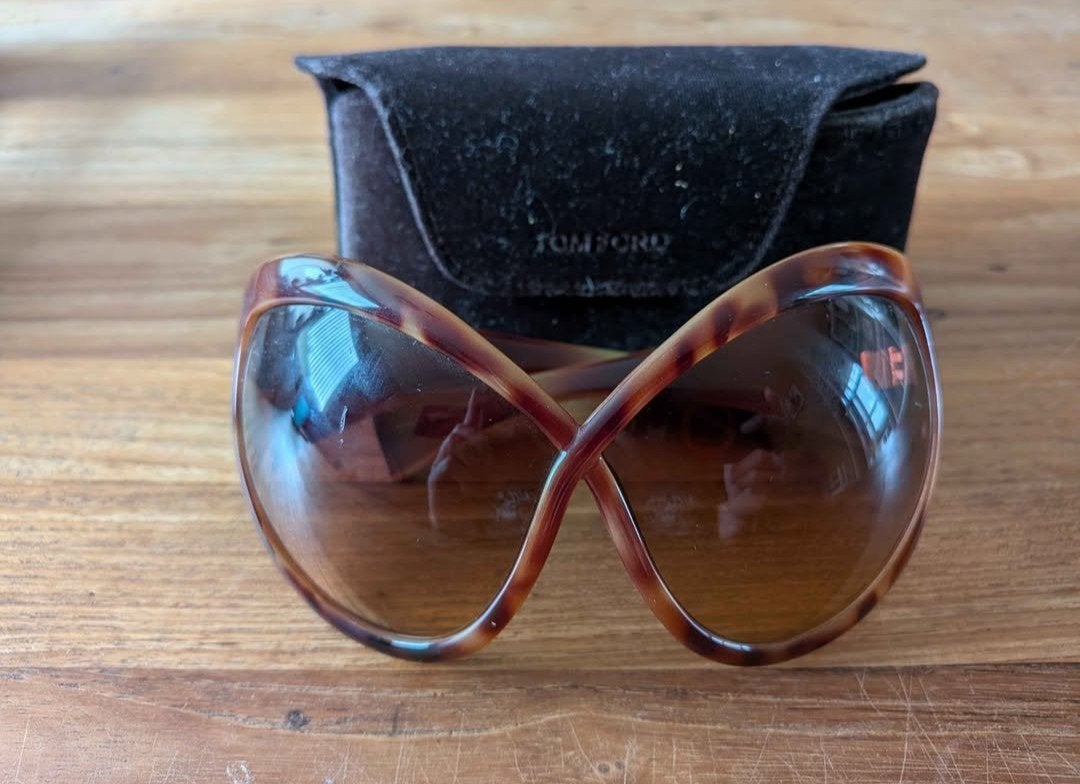Tom Ford "Daphne" Zonnebril - Stijlvol en Tijdloos, Overige merken, Gebruikt, Zonnebril, Bruin