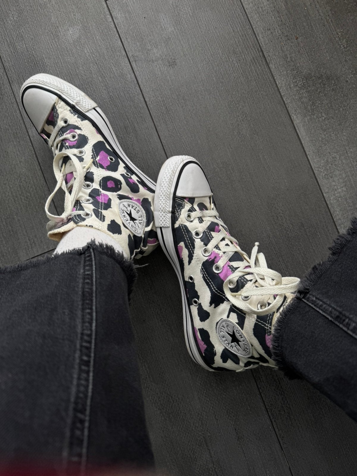 Converse All Star hoge sneakers met luipaardprint, maat 38, Verzenden, Wit, Sneakers of Gympen, Zo goed als nieuw