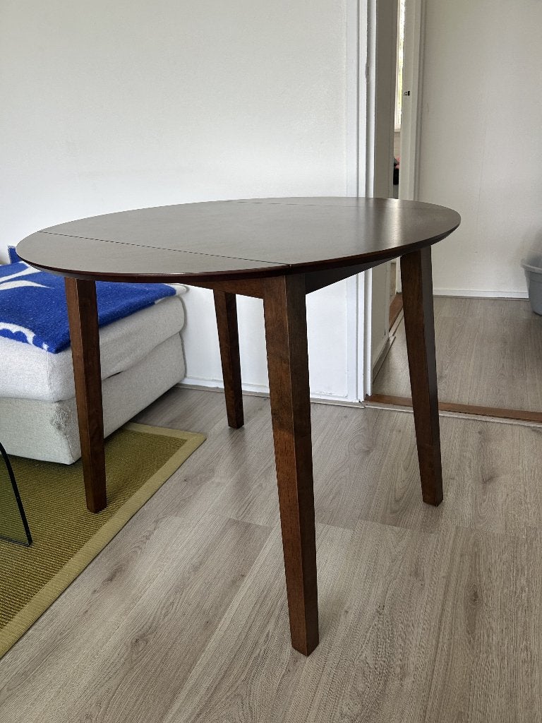 vidaXL Eettafel inklapbaar rond MDF bruin, Ophalen, 100 tot 150 cm, Rond, Tot twee personen