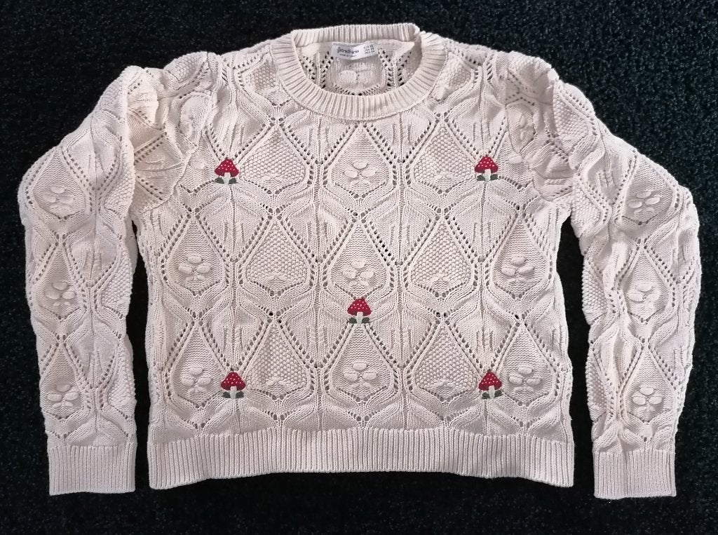 Meisjes of damestrui met paddenstoelen, 100% katoen, maat XS, Kleding | Dames, Beige, Ophalen of Verzenden, Zo goed als nieuw