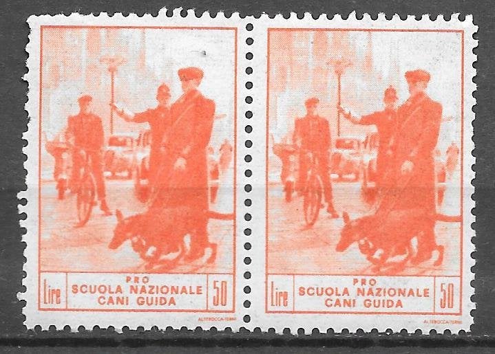 Italië 50L Cinderella oud paartje tbv geleidehonden zie scan, Ophalen of Verzenden, Postfris