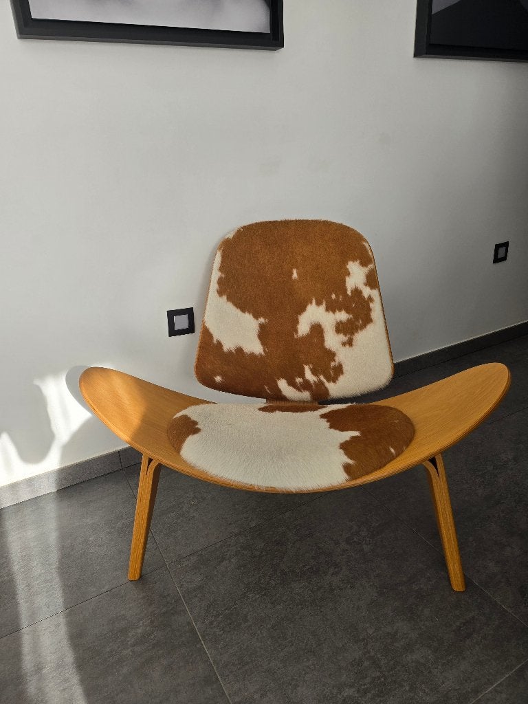 Hans Wegner - Loungefauteuil CH 07 Shell Chair, Ophalen, Zo goed als nieuw, 75 tot 100 cm, Leer