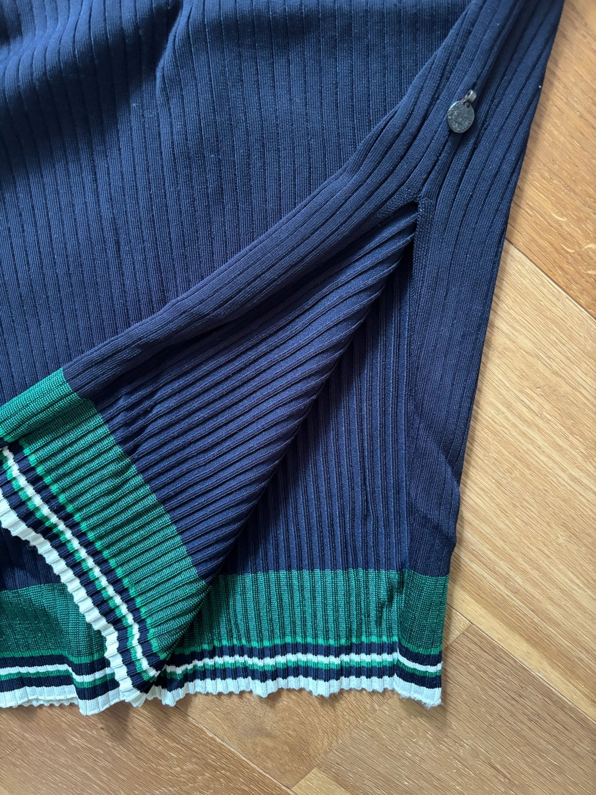Scotch & Soda Maison Scotch geribbelde kokerrok, Blauw, Zo goed als nieuw, Knielengte, Ophalen