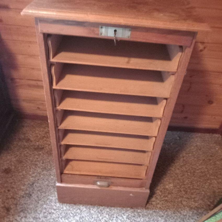 rolluikkast , eiken, met uitschuiflade, Ophalen, 50 tot 100 cm, Minder dan 100 cm, Met slot