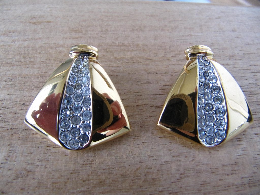 Vintage jaren '80 oorclips AV met strass, Sieraden, Tassen en Uiterlijk, Oorbellen, Overige materialen, Hangers, Verzenden, Zo goed als nieuw