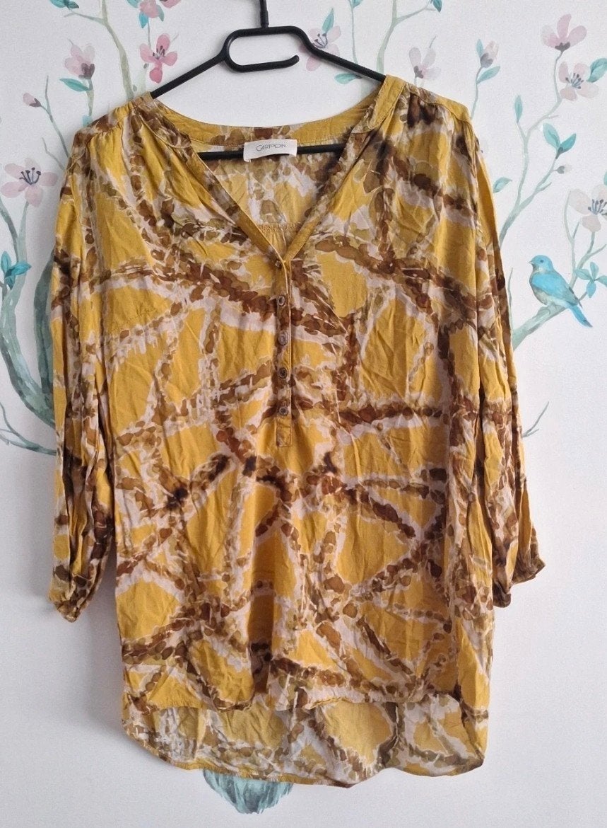 Cartoon Blouse met print - Geel/Bruin, Cartoon, Geel, Zo goed als nieuw, Ophalen