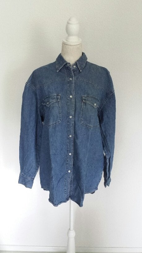Spijkerblouse maat XL, Ophalen, Gedragen, Maat 42/44 (L), Blauw