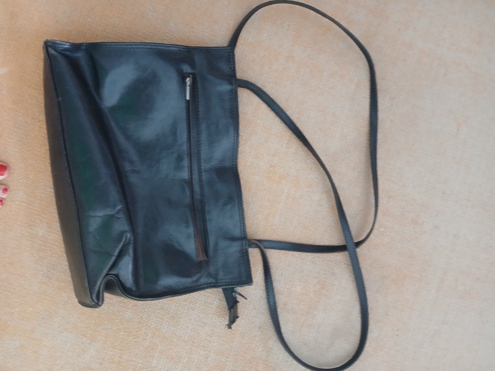 italiaanse damestas, leer, zwart/bruin, Overige merken, Gebruikt, Zwart, Ophalen of Verzenden