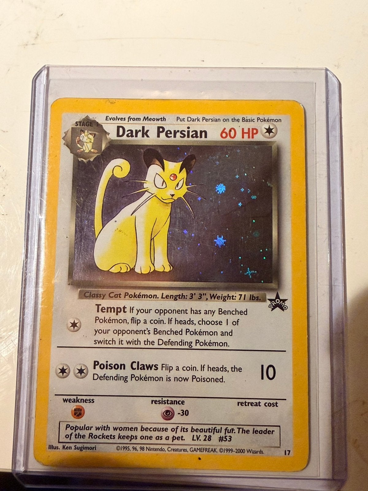 Dark persian promo 17 pokemon kaart, Ophalen, Zo goed als nieuw