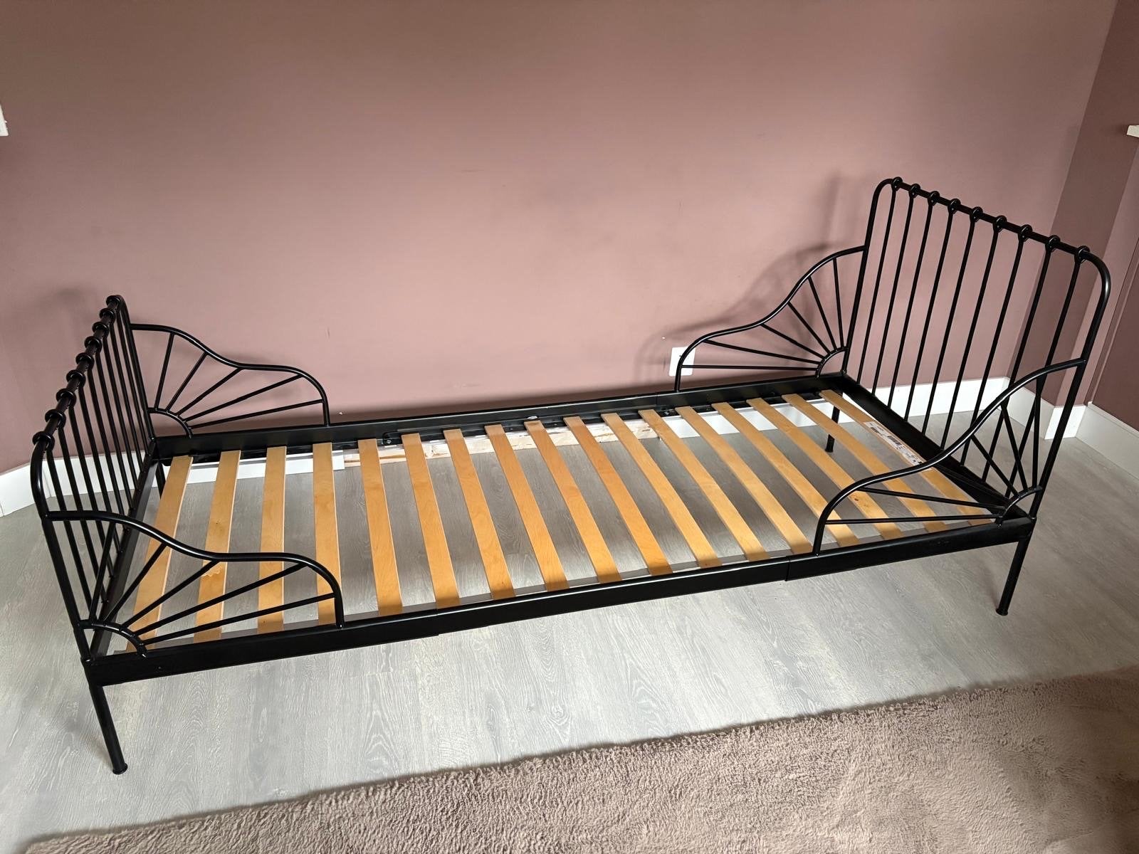 IKEA Fyresdal bedframe - Zwart metaal, eenpersoons, Ophalen, Gebruikt, 90 cm, Eenpersoons