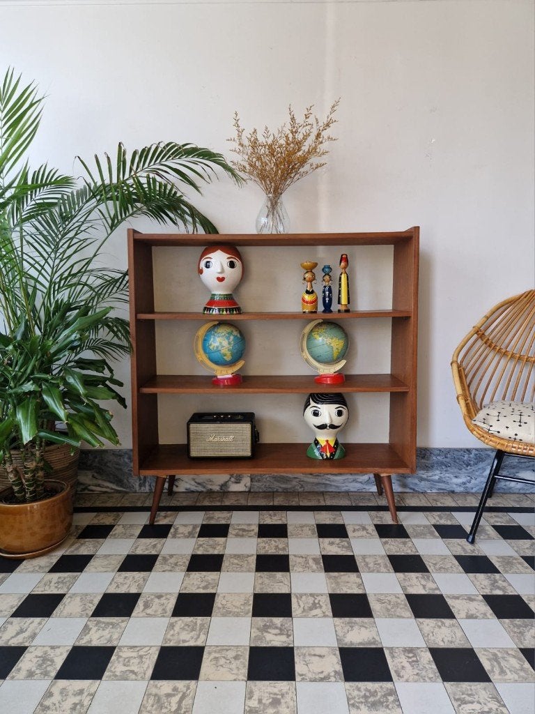 Vintage midcentury boekenkastje | kast | boekenrek, Ophalen, Met plank(en), Gebruikt, 100 tot 150 cm