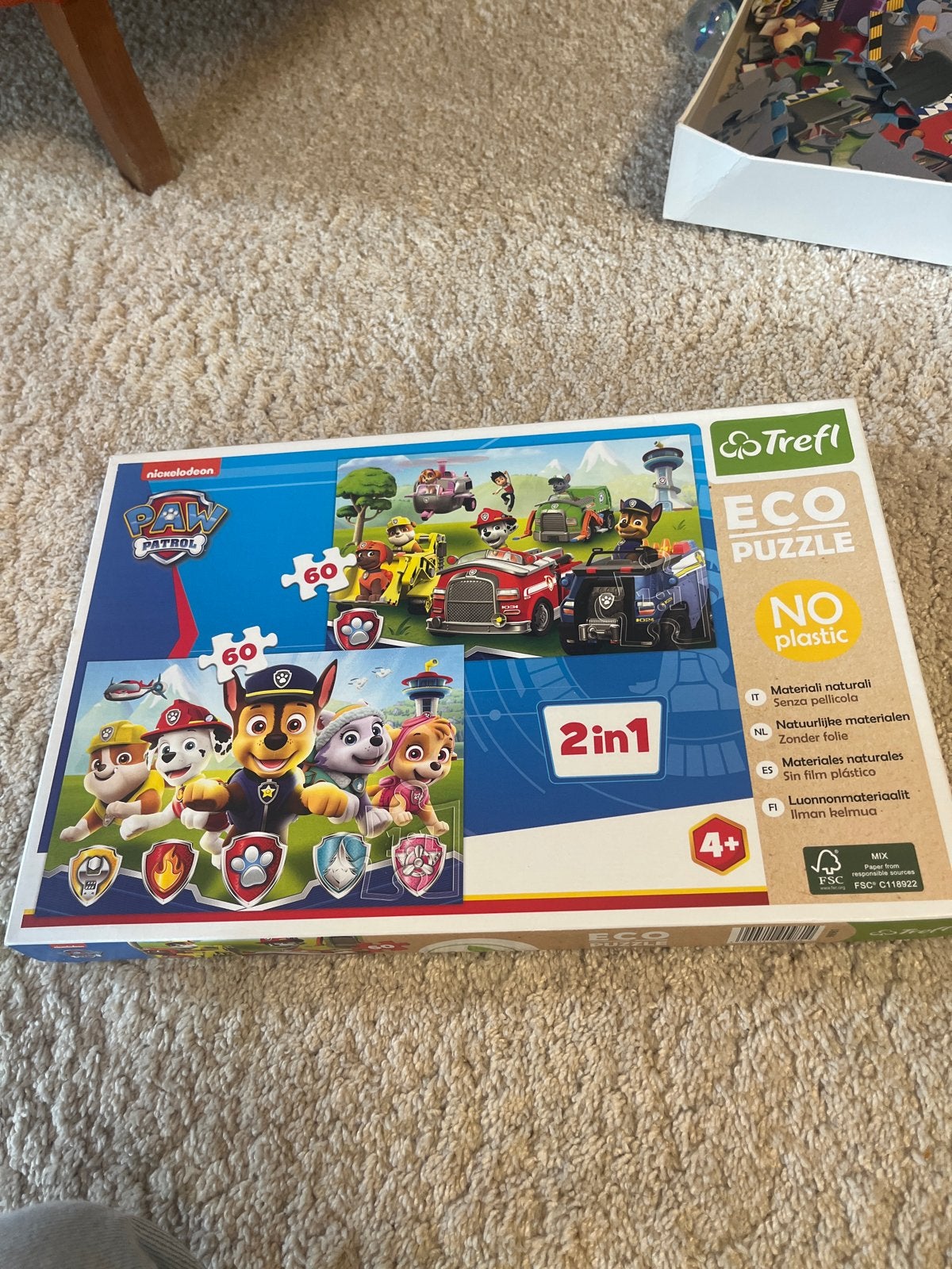 Paw Patrol Eco Puzzel 2-in-1 - 60 stukjes, Kinderen en Baby's, Speelgoed | Kinderpuzzels, Ophalen of Verzenden, 10 tot 50 stukjes
