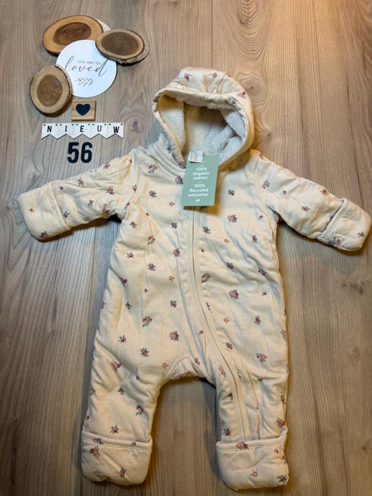 Baby meisje h&m berenpakje / skipakje beige bloemen maat 56, Kinderen en Baby's, Ophalen of Verzenden, Nieuw, Meisje, Pakje