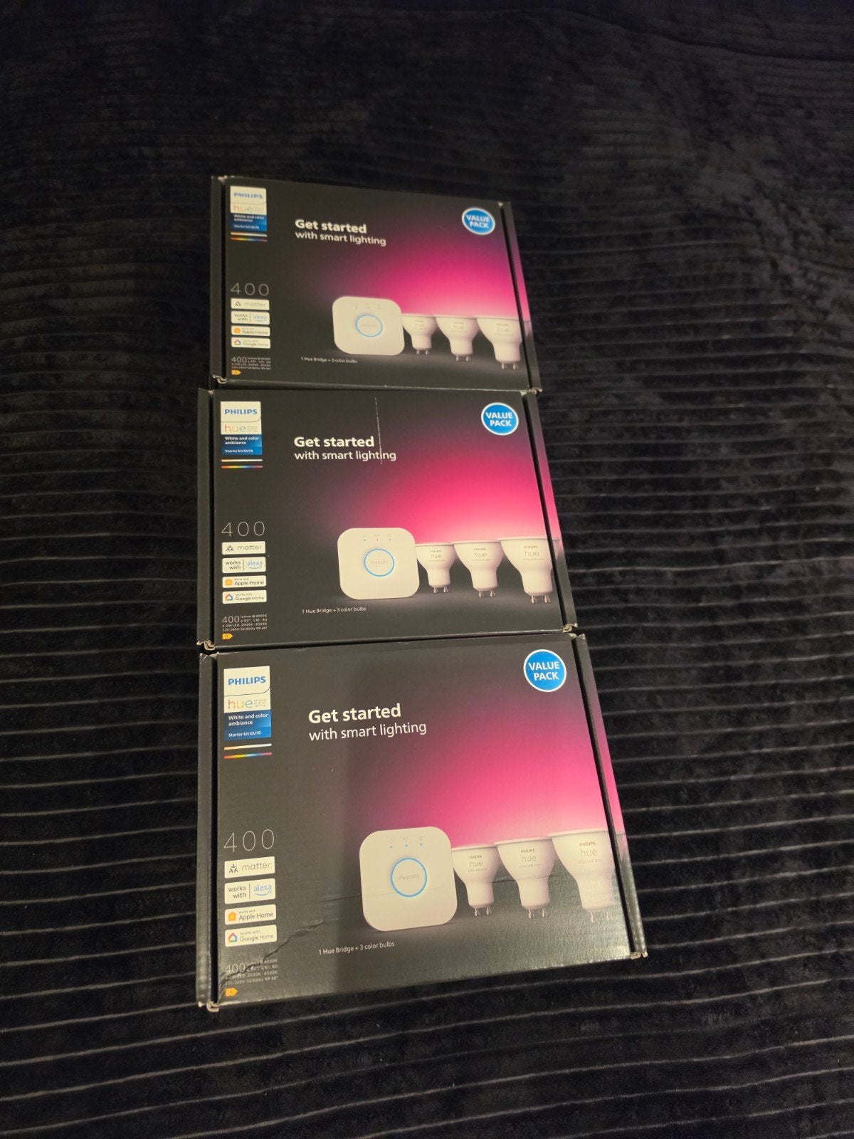 Nieuwe Philips Hue Starterspakketten (3 stuks), Huis en Inrichting, Lampen | Overige, Nieuw, Ophalen