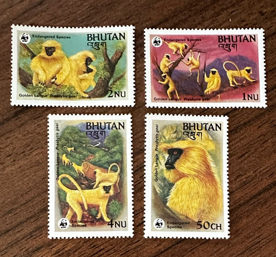 Bhutan 1984 Apen Postfris - WWF dieren, Ophalen of Verzenden, Postfris, Zuid-Azië