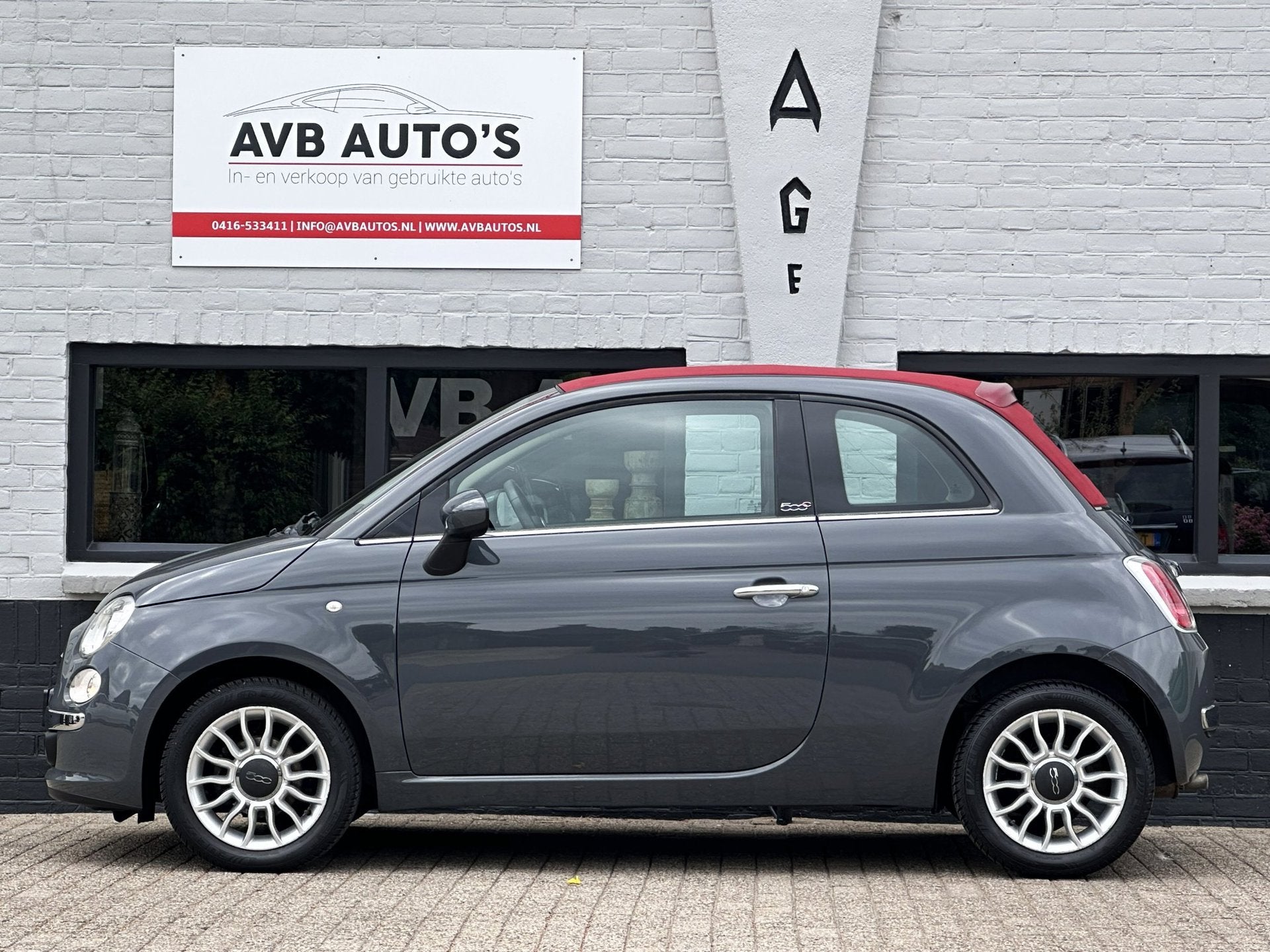 Fiat 500 C 1.2 Lounge Cabrio Airco PDC Half Leder, 4 cilinders, Cabriolet, Leder en Stof, Bedrijf