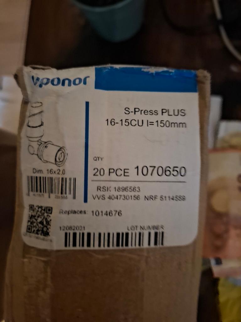 Uponor S-Press PLUS 16-15CU 1=150mm - 37 stuks, Overige materialen, Overige typen, Nieuw, Minder dan 2 meter