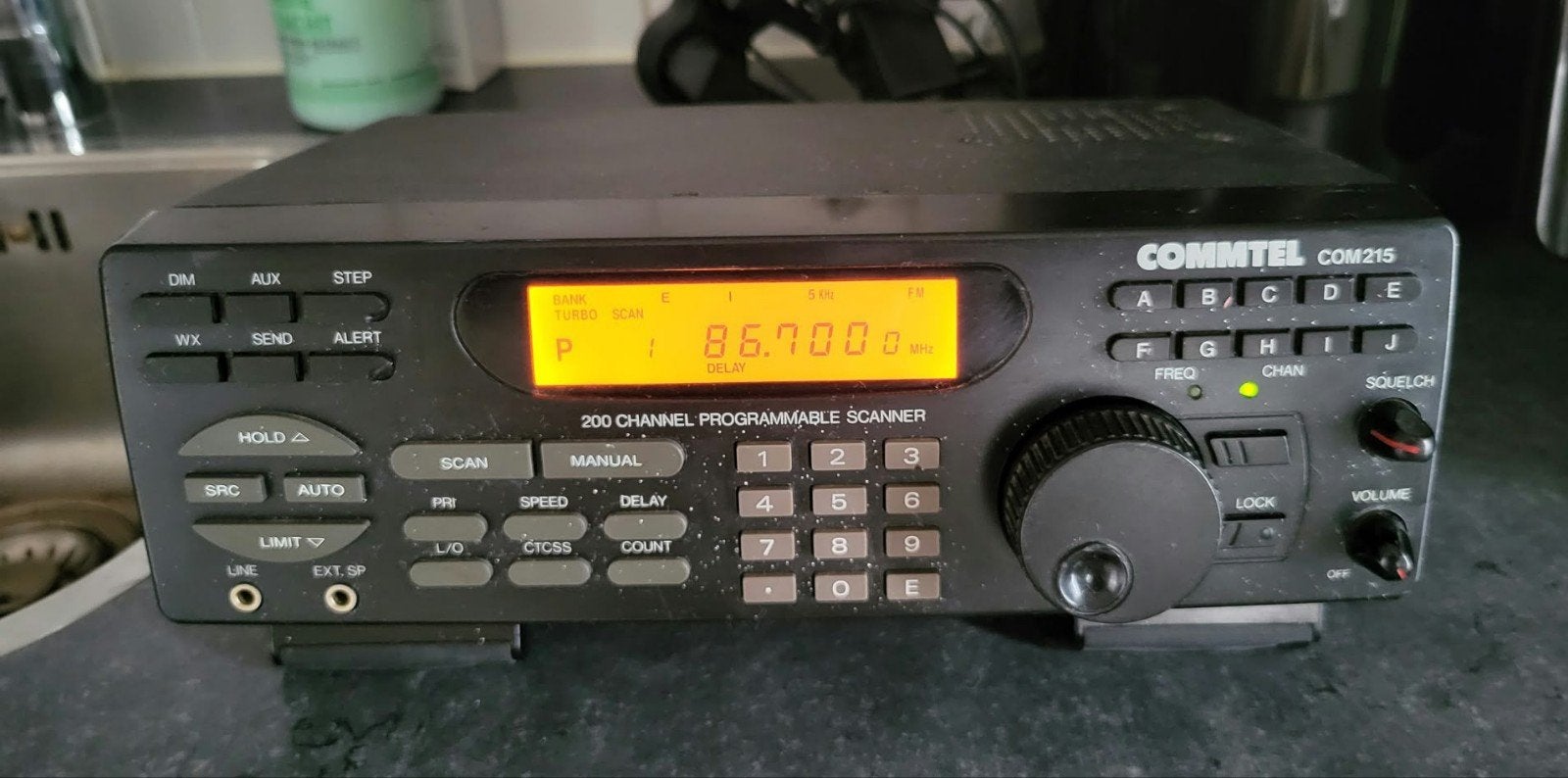 Commtel 215 scanner 200 kanalen + voeding ontvanger, Ophalen of Verzenden, Gebruikt, Ontvanger