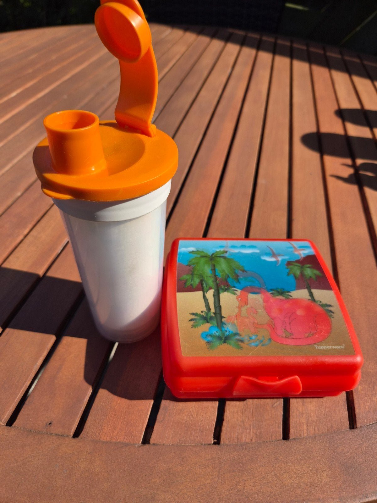 Tuoperware broodtrommel en beker, Huis en Inrichting, Keuken | Tupperware, Ophalen, Zo goed als nieuw, Oranje, Overige typen