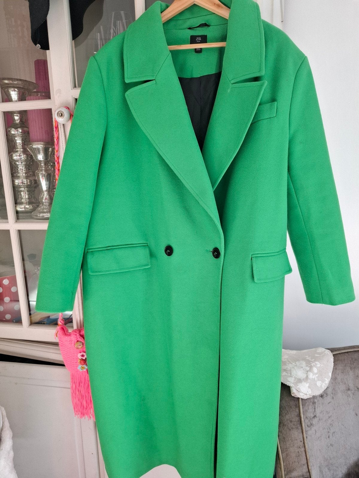 River Island Plus Groene Mantel Dames Maat 50/52, River Island, Ophalen of Verzenden, Jas of Mantel, Gedragen