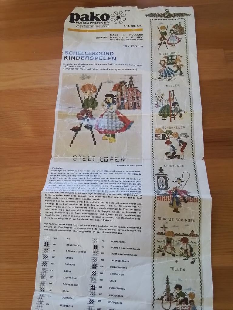 Borduurpatroon schellekoord kinderspelen, Ophalen of Verzenden, Gebruikt, Handborduren, Patroon