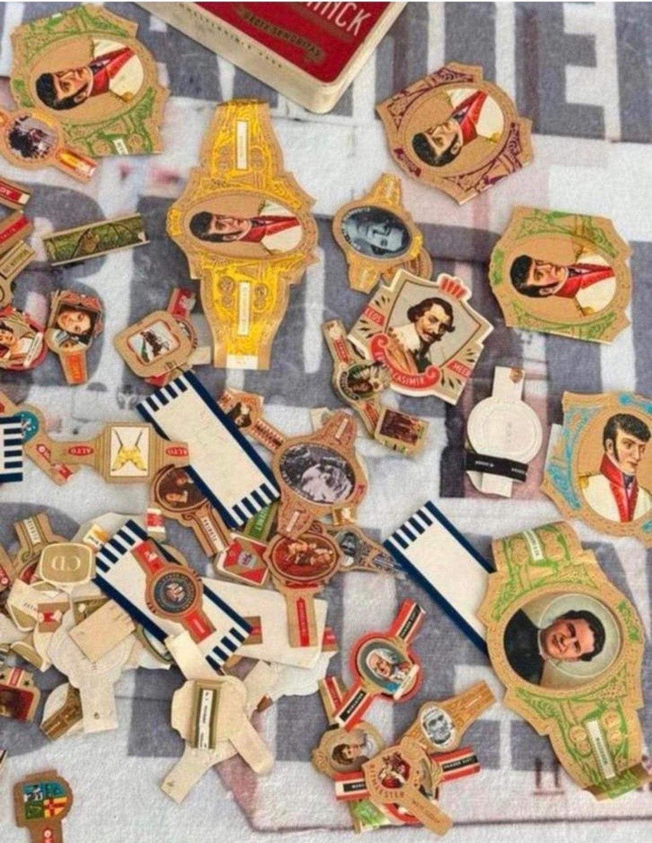 Partij + 100 sigarenbandjes sigaren bandjes en blik vintage, P, P, P, Ophalen of Verzenden