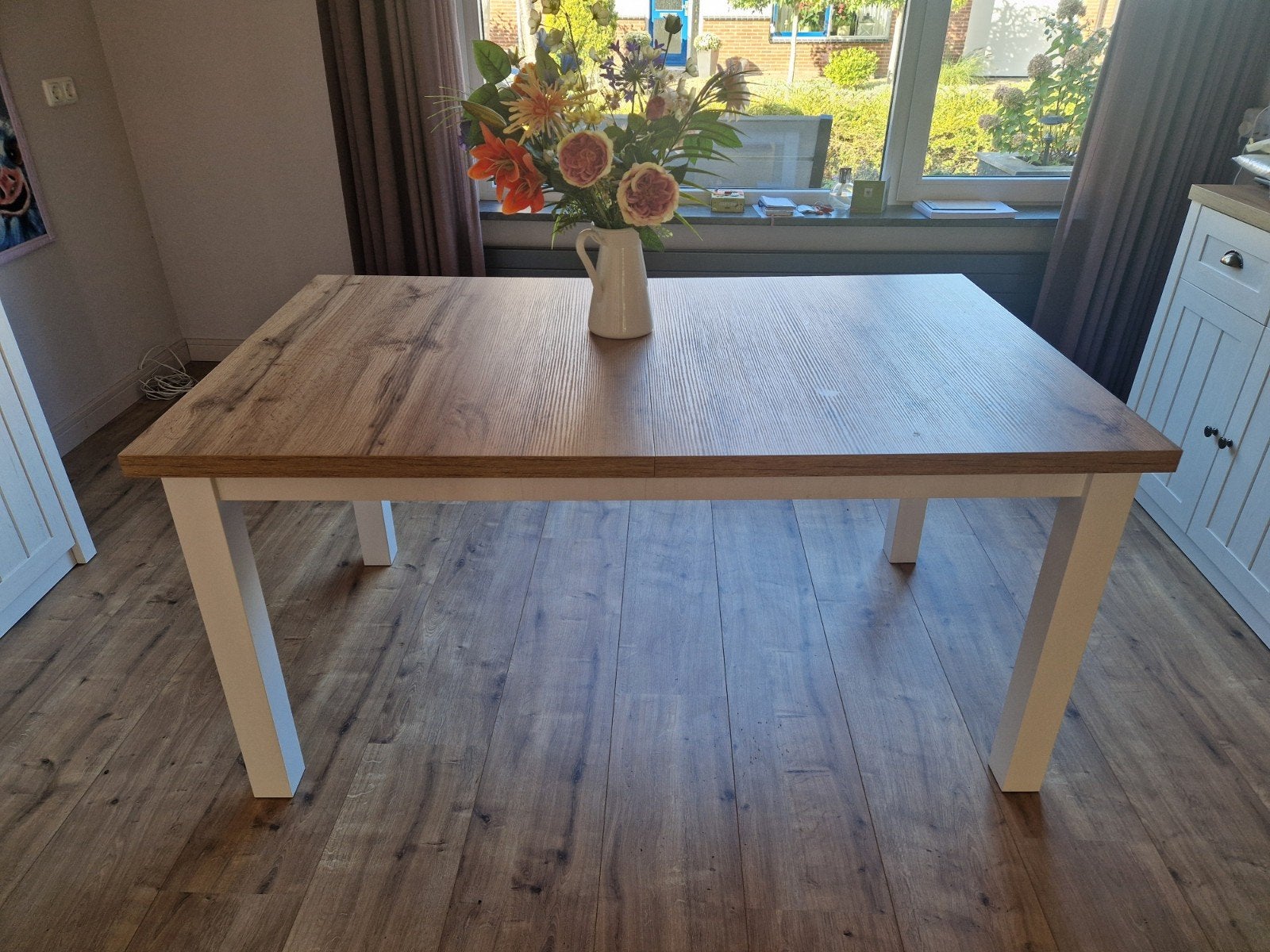 Eettafel (uitschuifbaar) 150/193.5x90x75, Ophalen, 50 tot 100 cm, Zo goed als nieuw, 150 tot 200 cm