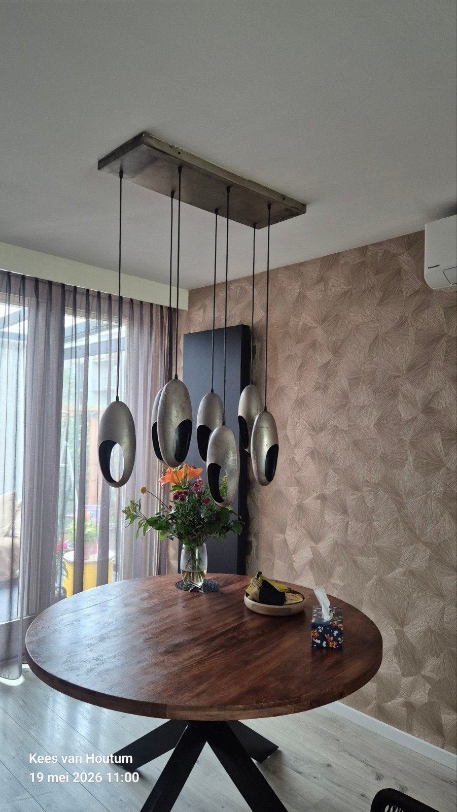 Moderne hanglamp met 7 ovale kelken - Stijlvol design, Ophalen, Overige fittingen, Zo goed als nieuw, Metaal