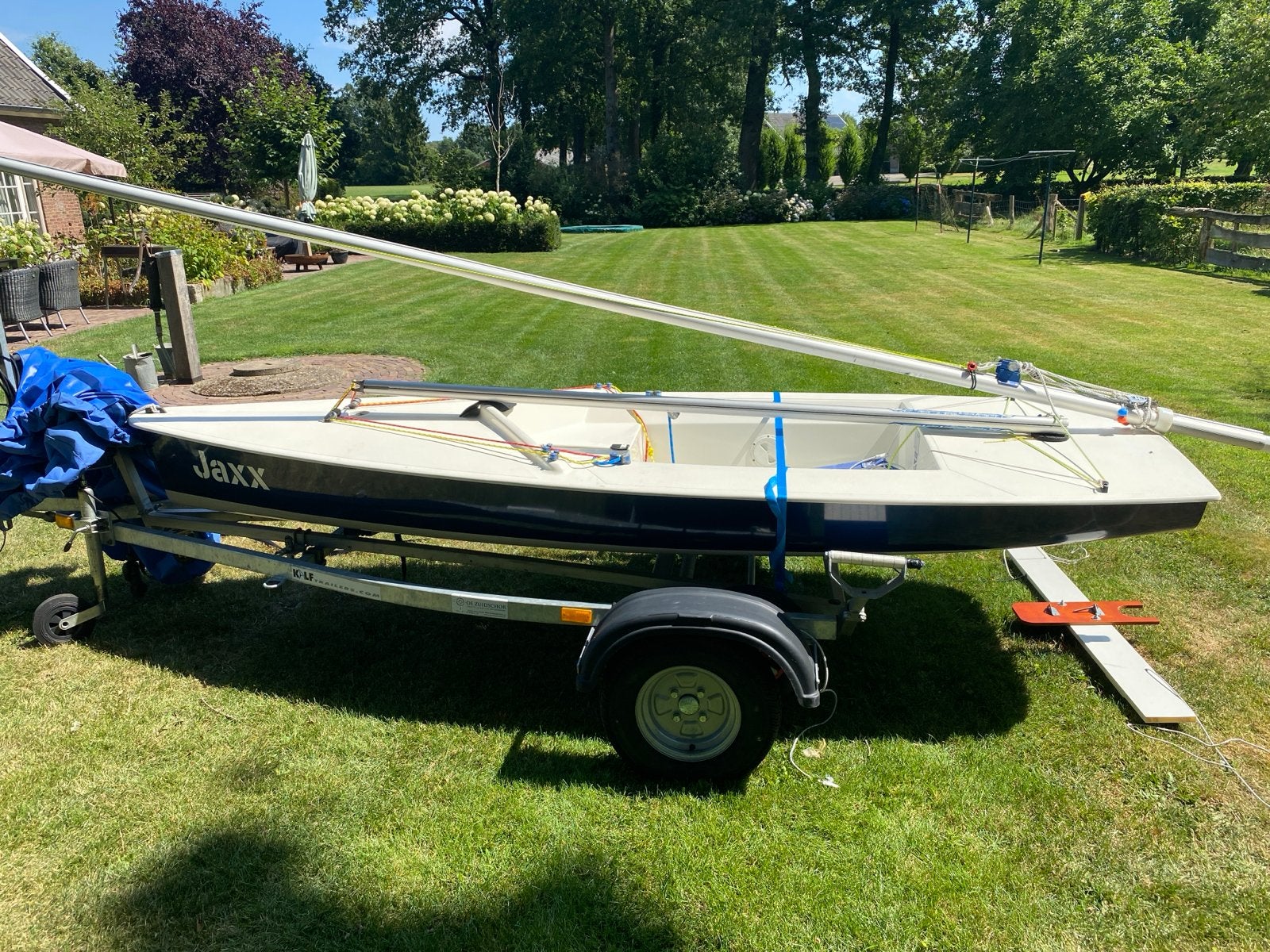 Splash zeilboot 1673 met Kalf wegtrailer en waltrailer, Watersport en Boten, Ophalen, Splash, Inclusief trailer, Polyester