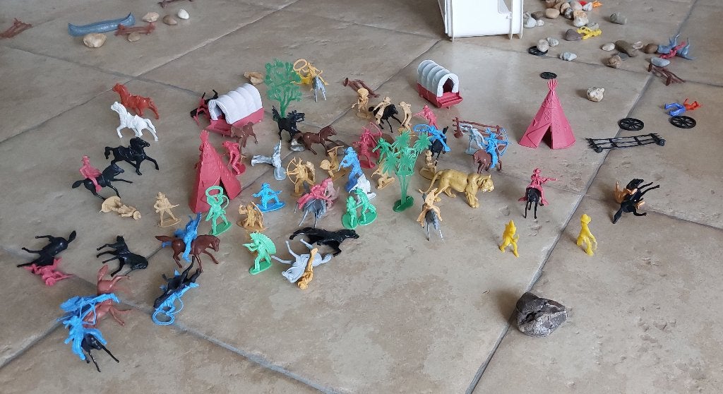 Vintage plastic indianen, cowboys, paarden, enzovoort, Ophalen of Verzenden, Gebruikt