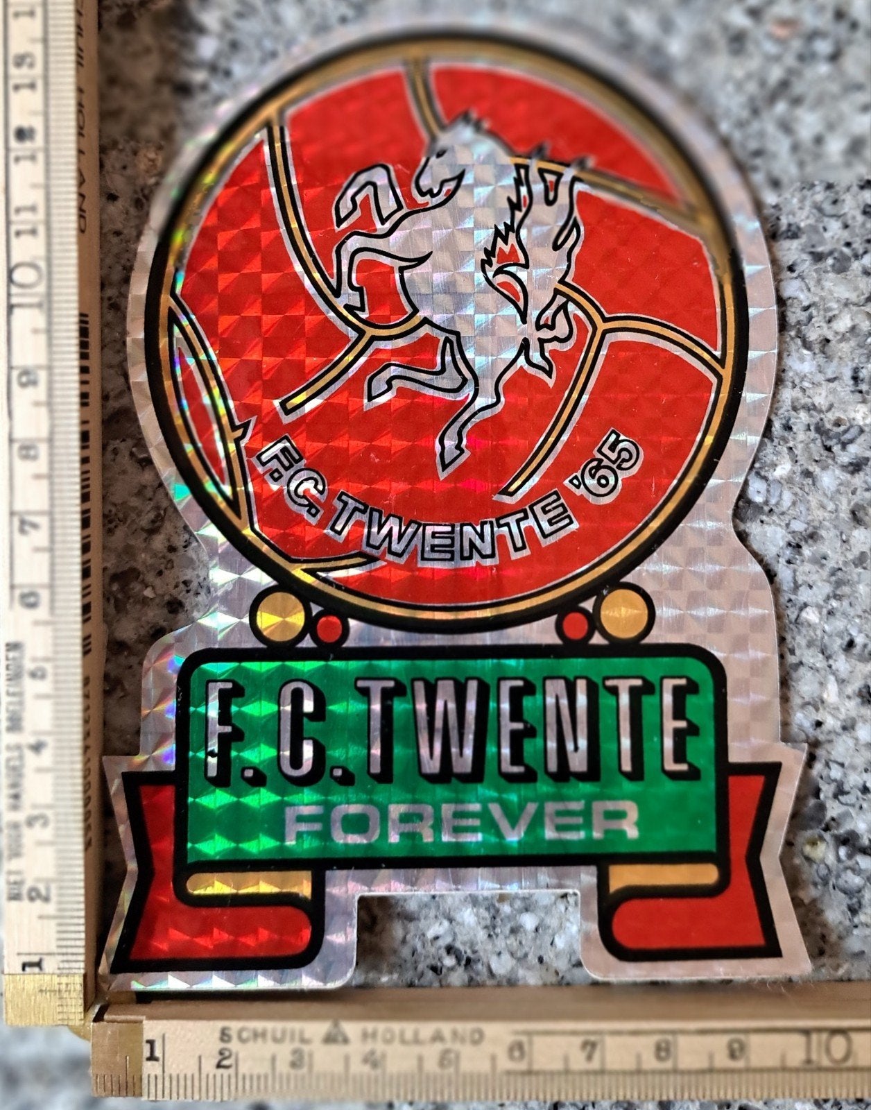 Vintage sticker FC Twente forever glimmende spiegel sticker, Ophalen of Verzenden, Zo goed als nieuw, Sport