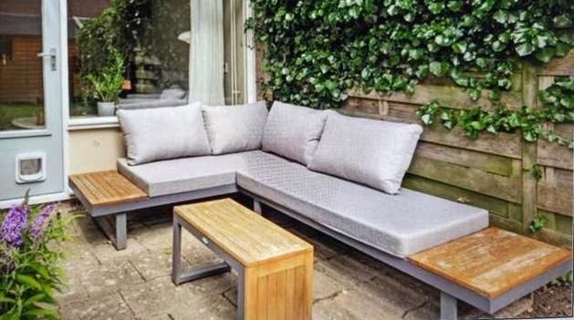 Aluminium tuinbank SenS-line met kussens, Ophalen, Gebruikt, Loungeset, Bank