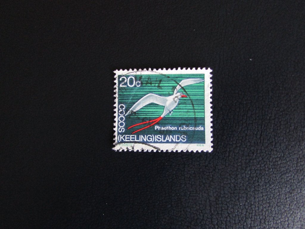 Postzegel Vogel: Roodstaart Keerkringvogel uit Cocos-Keeling, Ophalen of Verzenden, Gestempeld, Dier of Natuur