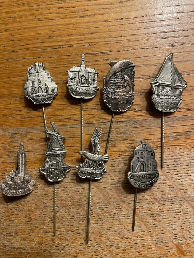 8 verschillende harderwijker speldjes, Verzamelen, Ophalen of Verzenden, Gebruikt, Stad of Land, Speldje of Pin