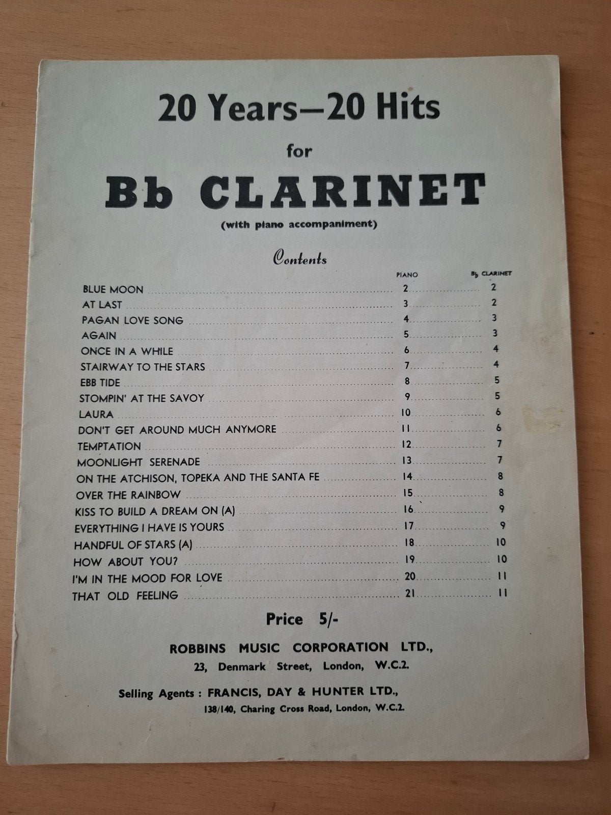20 Years-20 Hits bladmuziek voor Bes Klarinet, Ophalen of Verzenden, Klarinet