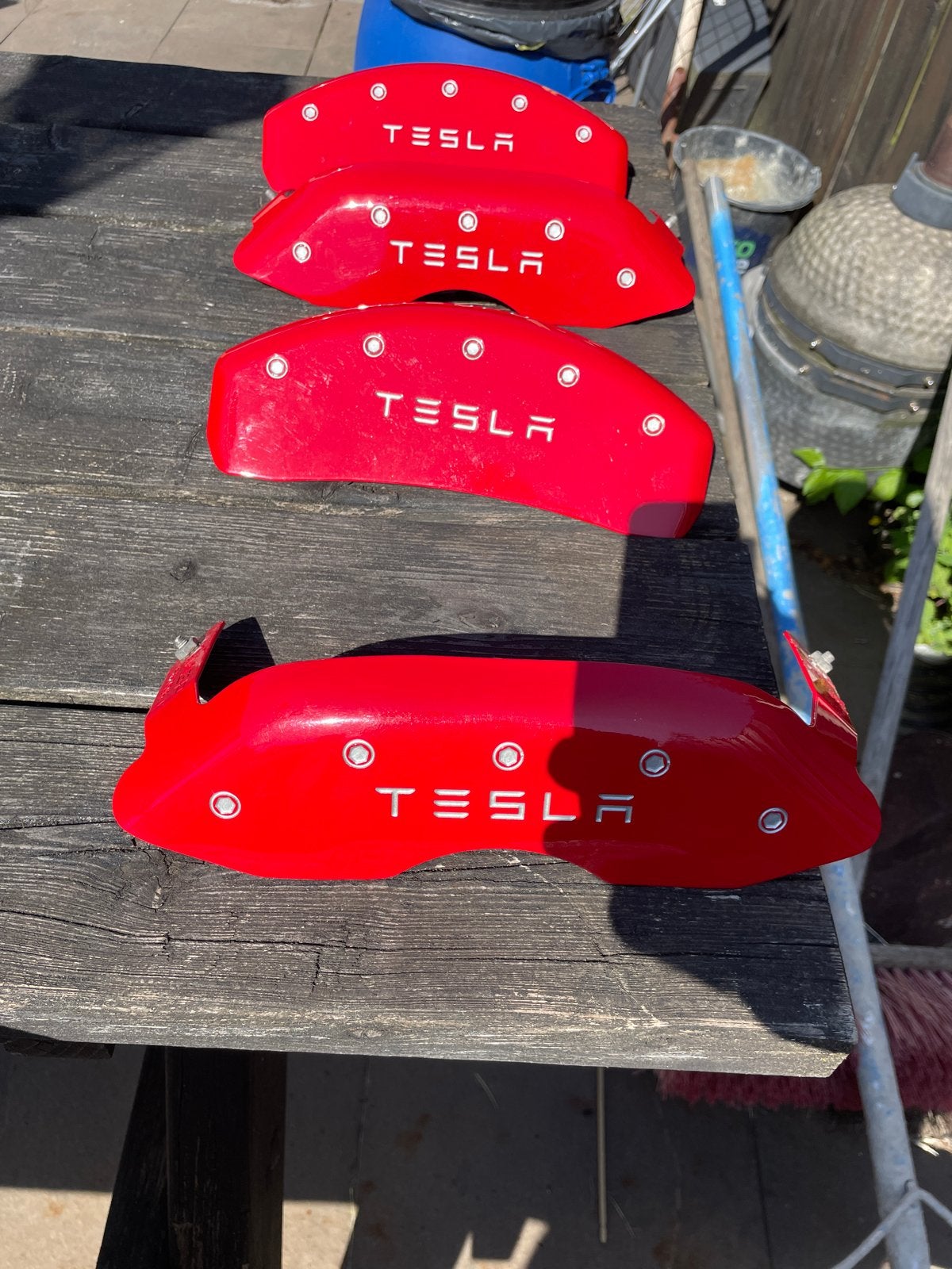 Tesla remklauw kapjes rood - Set van 4, Ophalen of Verzenden, Nieuw, Overige automerken