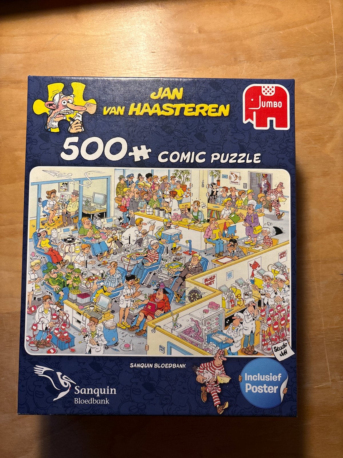 Jan van Haasteren 500+ Comic Puzzel - Sanquin Bloedbank, Ophalen of Verzenden, 500 t/m 1500 stukjes, Zo goed als nieuw, Legpuzzel