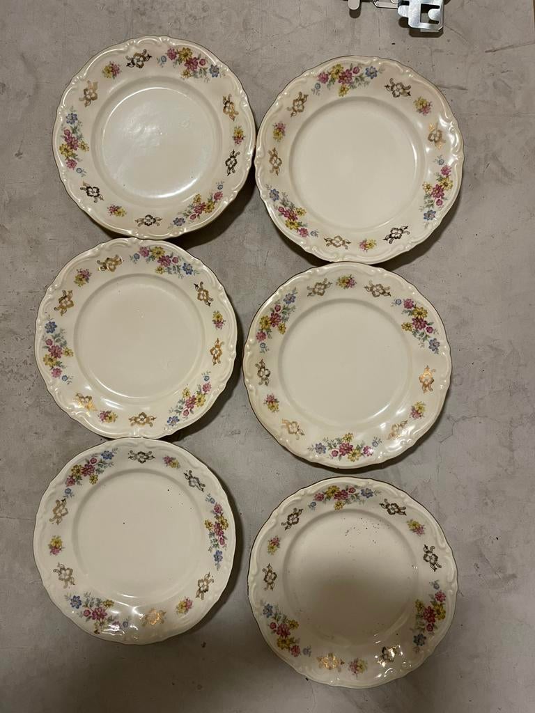 Antieke bordjes J. Kronester Bavaria 32 6 stuks, Antiek en Kunst, Antiek | Servies compleet, Ophalen of Verzenden