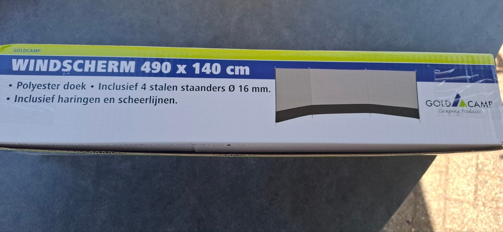Windscherm 490x140 cm nieuw in verpakking, Caravans en Kamperen, Windschermen, Ophalen, Nieuw