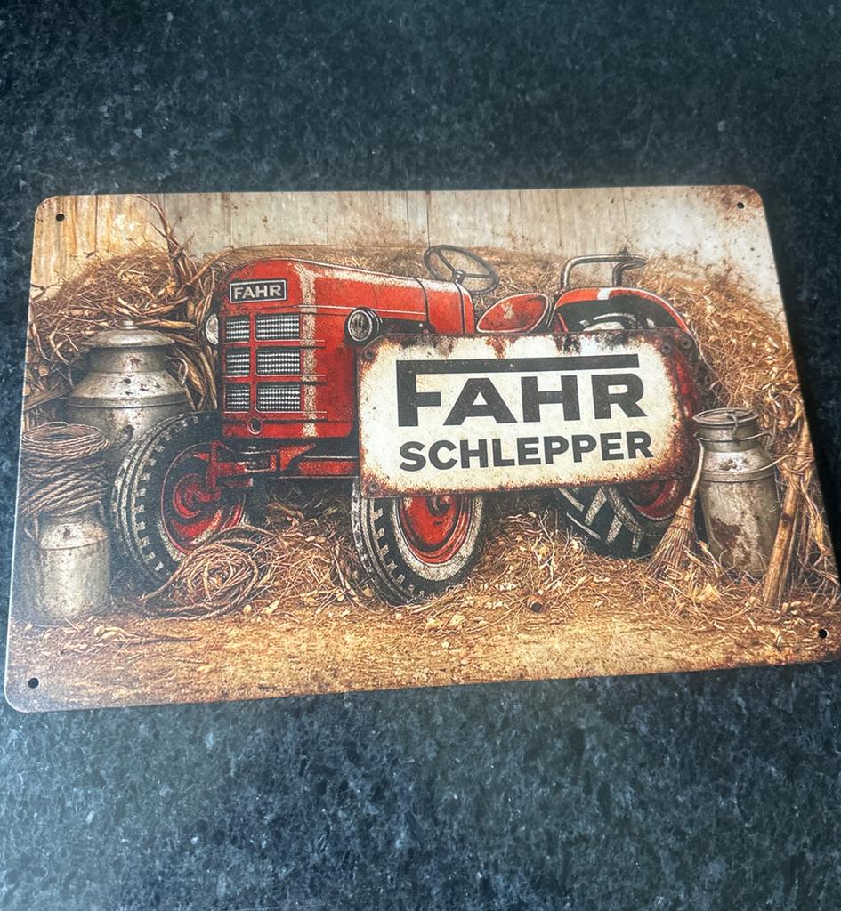 Fahr Schlepper Bordje - Vintage Tractor Decoratie, Vintage, Meerkleurig, Nieuw, Ophalen of Verzenden